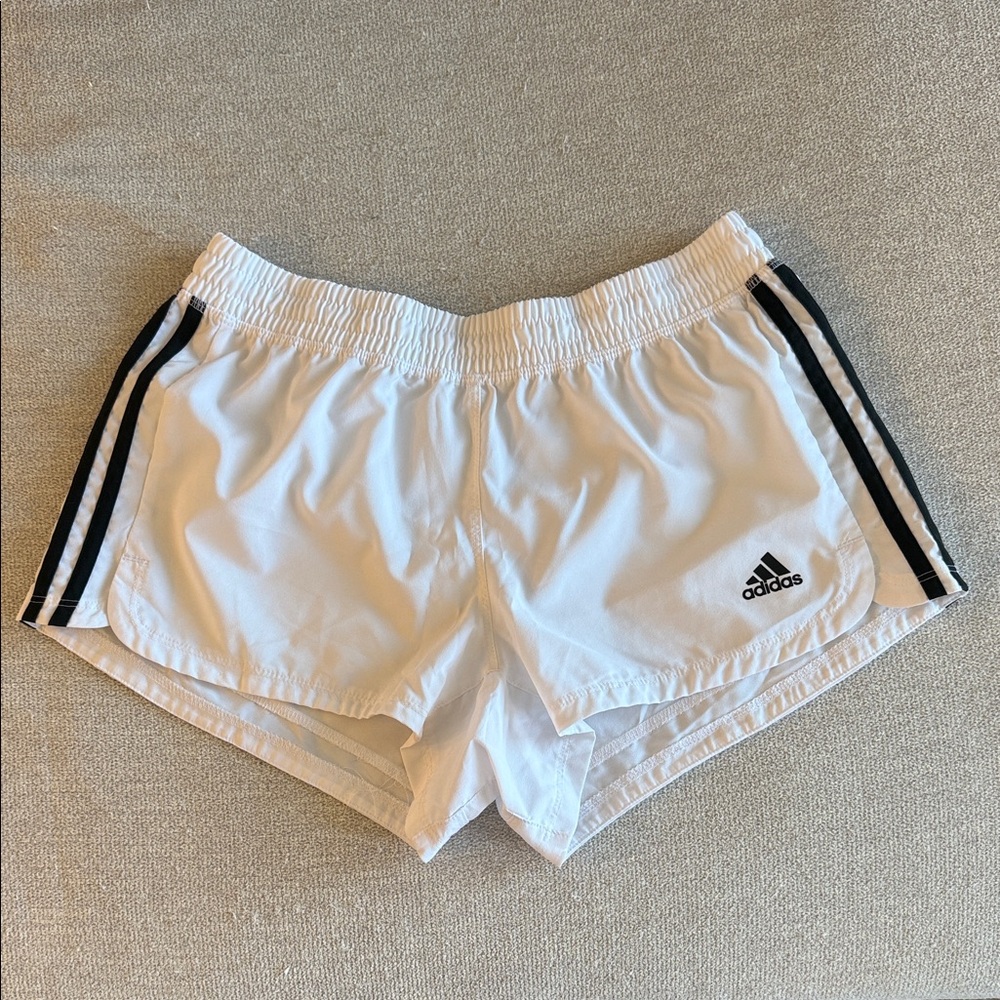 Adidas Women's White and Black Athletic Shorts